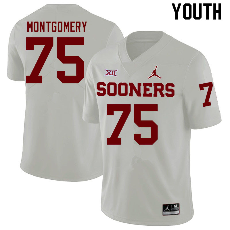 Youth #75 Cullen Montgomery Oklahoma Sooners College Football Jerseys Sale-White